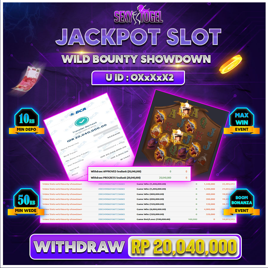 SEXYTOGEL JACKPOT SLOT WILD BOUNTY SHOWDOWN Rp.20.040.000.,-LUNAS